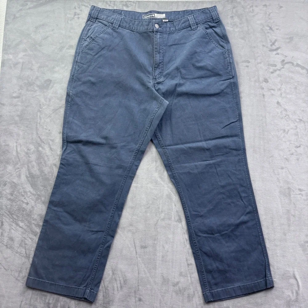 Carhartt Rugged Flex Relaxed Fit Canvas Work Pants Navy Blue 40x30 BN2291-M